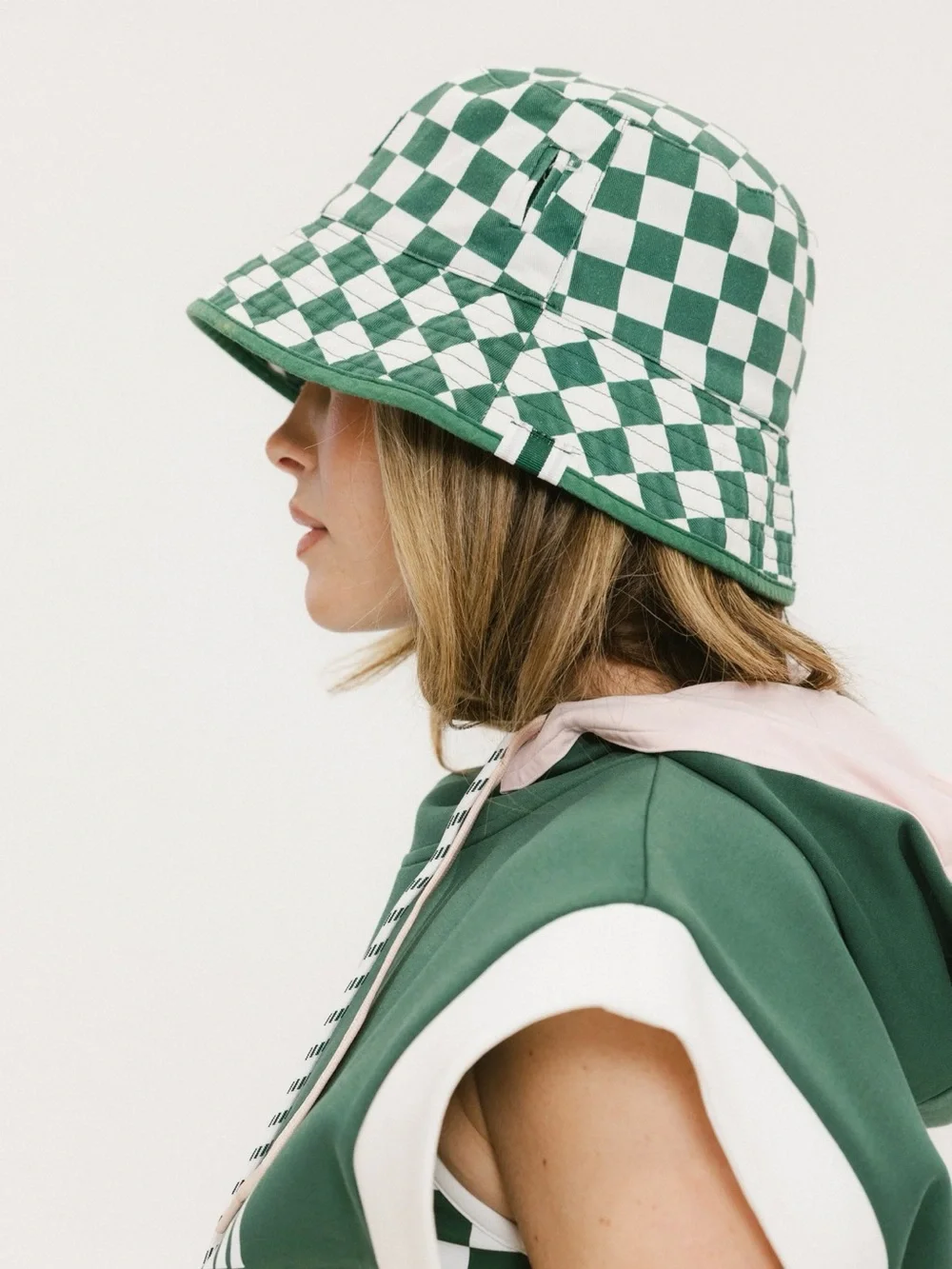 Fore All Green & White Checkerboard Bucket Hat Golf Hat